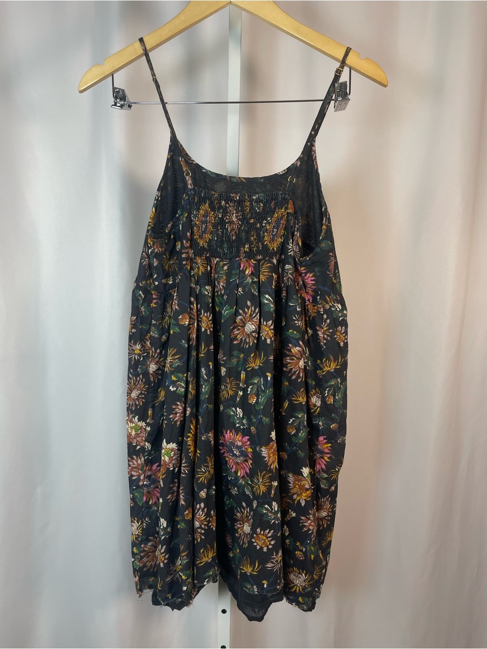 NATURAL LIFE Medium Floral Sunflower Spaghetti-Strap Mini Dress Pockets A Line - Picture 2 of 7